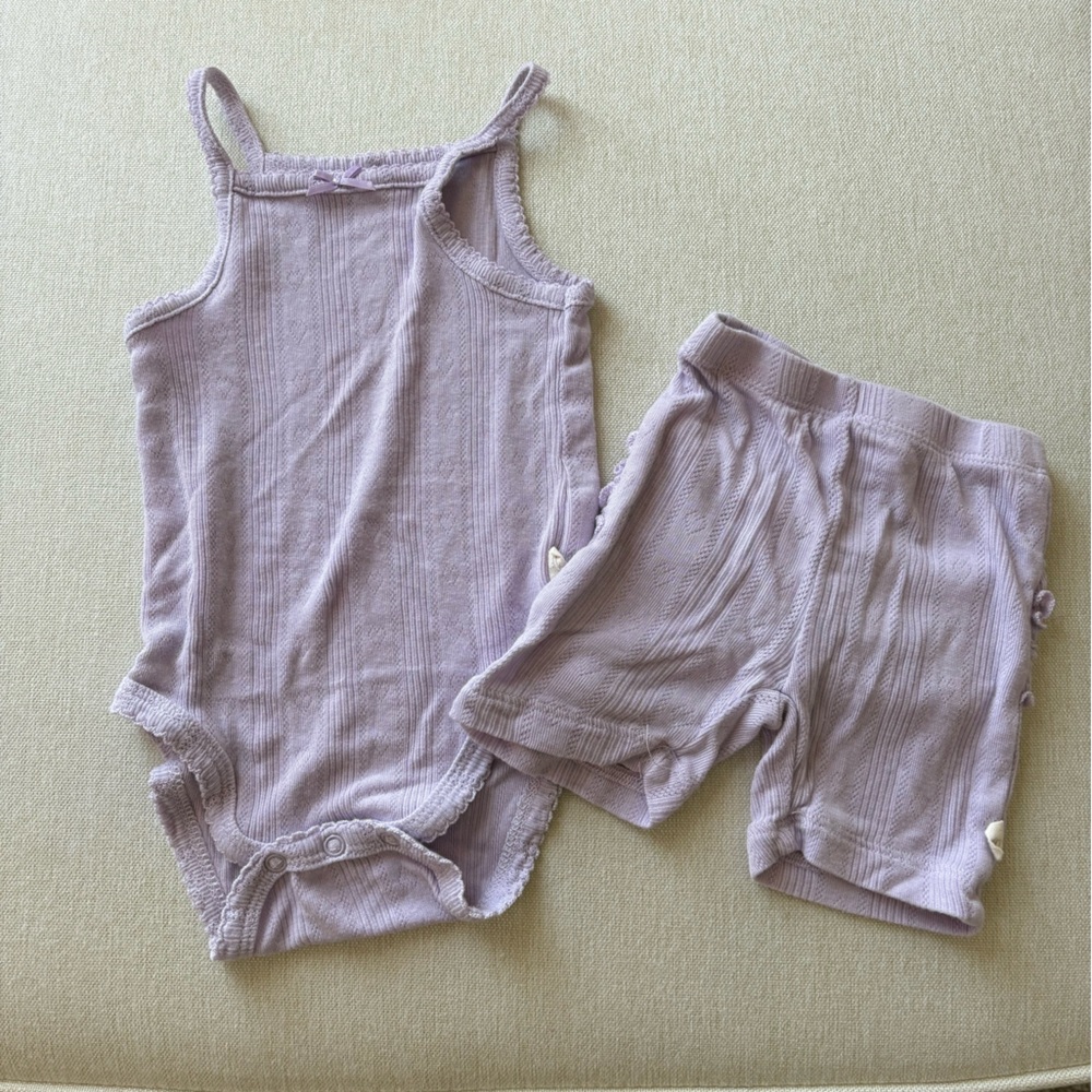 Lavender baby tank and ruffle shorts Matching Set